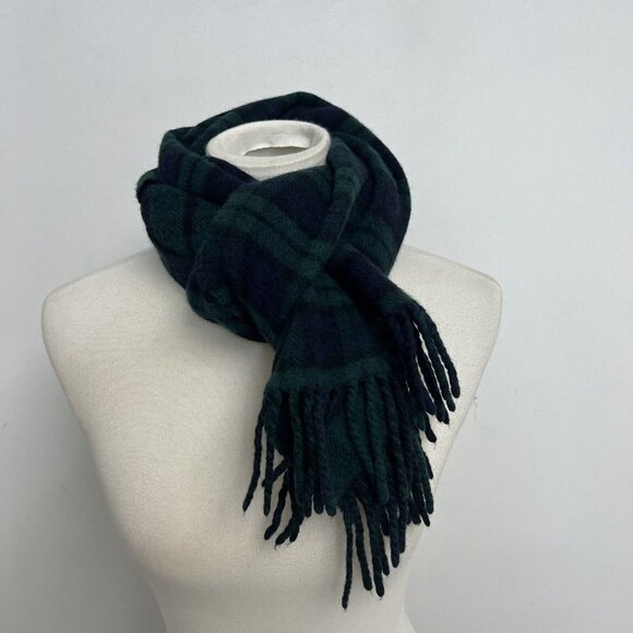 Ralph Lauren Polo Embroidery Logo Lambswool Green Navy Blue Plaid Italy Made - Picture 9 of 9